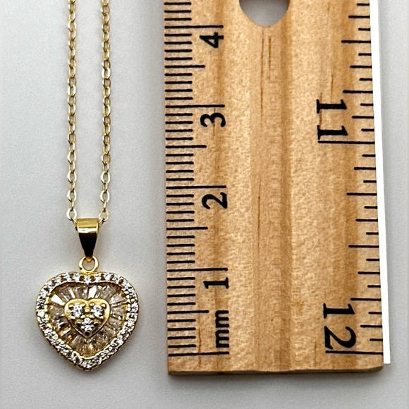 18K Gold Plated over 925 Sterling Silver Luxury Heart Pendant Necklace - Picture 2 of 6